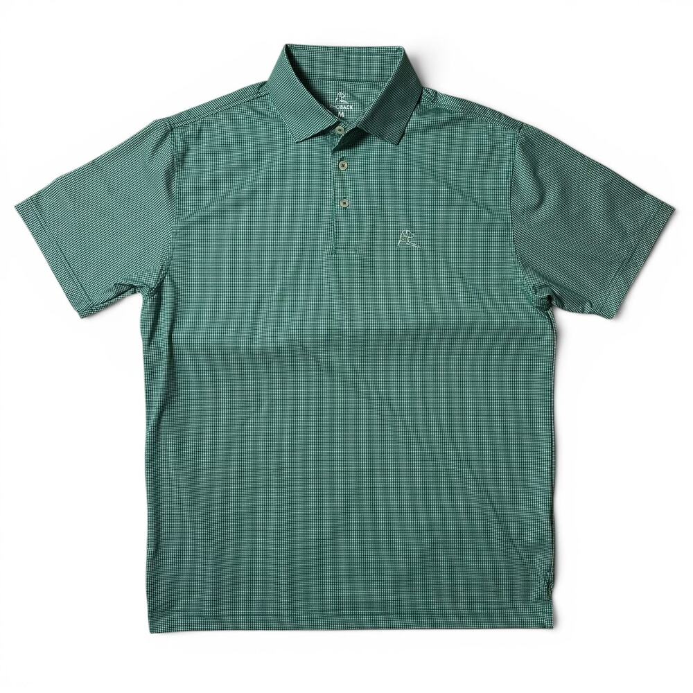 Rhoback Dogstooth Houndstooth Golf Polo Shirt Mens Size M Green Stretch NWOT